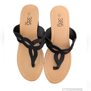 385 Fifth cork platform wedge thong sandals